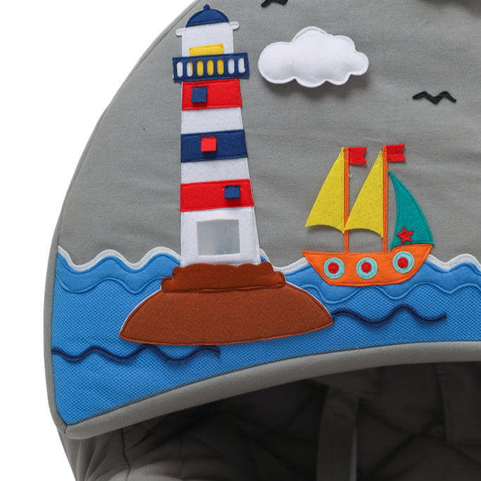 Activity armchair round Activity armchair Rondo grey with sailor cushion