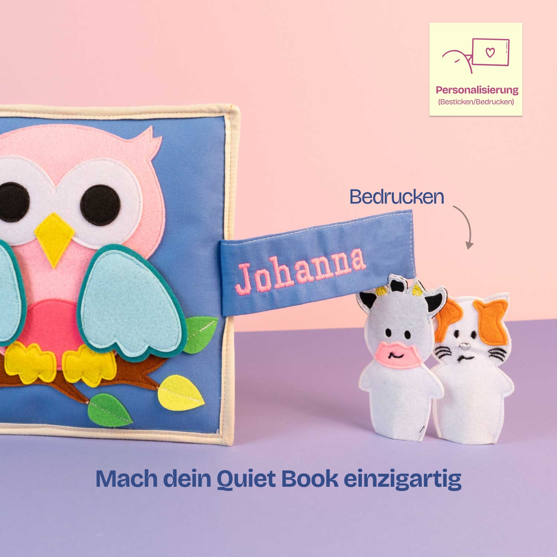 Pastel young owl- 6 Pages Quiet Book