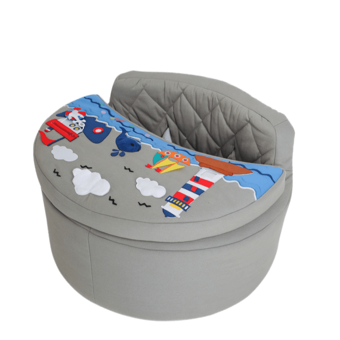Activity armchair round Activity armchair Rondo grey with sailor cushion