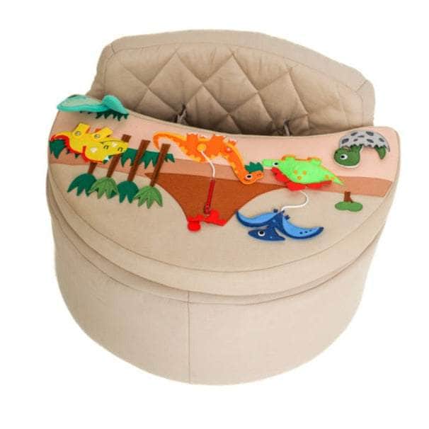 Activity chair round Activity chair Rondo beige with Dino cushion